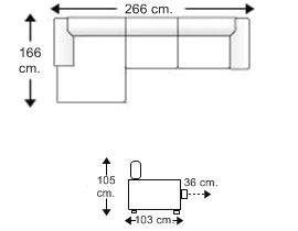 Sofá 2,5 plazas con chaise longue brazo corto derecho