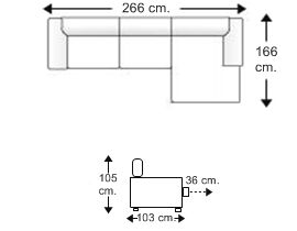 Sofá 2,5 plazas con chaise longue brazo corto izquierdo