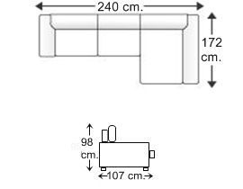 Sofá 2,5 plazas con chaise longue izquierda