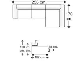 Sofá 2,5 plazas con chaise longue izquierdo