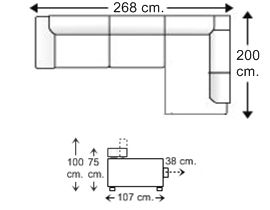 Sofá 2,5 plazas con rincón-chaise longue izquierda