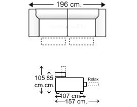 Sofá 2,5 plazas con 2 relax motor