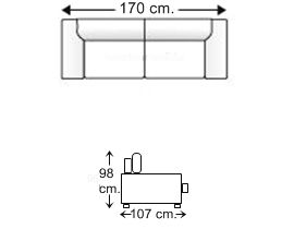 Sofá 2,5 plazas con 2 asientos