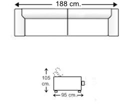 Sofá de piel 3 plazas brazos reducidos