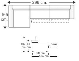 Sofá relax 3 plazas con chaise longue derecha
