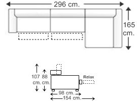 Sofá relax 3 plazas con chaise longue izquierda