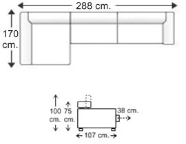 Sofá 3 plazas con chaise longue derecho