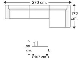 Sofá 3 plazas con chaise longue izquierda