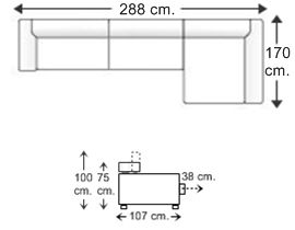 Sofá 3 plazas con chaise longue izquierdo