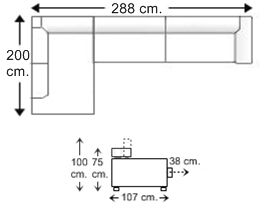 Sofá 3 plazas con rincón-chaise longue derecha