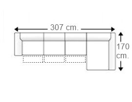 Sofá 3,5 plazas con 3 relax motor y chaise longue izquierda