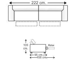 Sofá 3,5 plazas con 2 asientos relax motor brazos reducidos