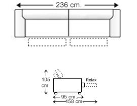 Sofá 3,5 plazas con 2 asientos relax motor