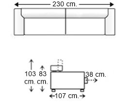 Sofá 3,5 plazas 2 asientos