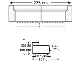 Sofá 3,5 plazas con 2 relax motor