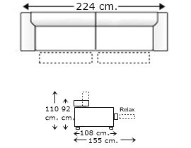 Sofá 3,5 plazas con 2 relax motor
