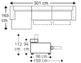 Sofá 3,5 plazas con 2 relax motor y chaise longue derecha