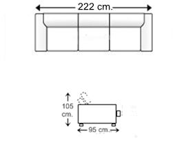 Sofá de piel 3,5 plazas 3 asientos brazos reducidos