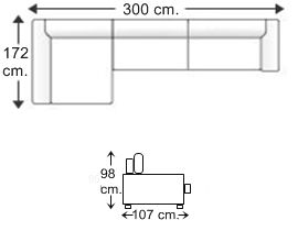 Sofá 3,5 plazas con chaise longue derecha