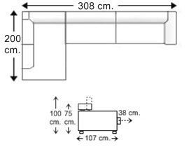 Sofá 3,5 plazas con rincón-chaise longue derecha