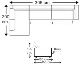 Sofá esquinero 4,5 plazas con 2 relax motor derecha