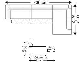 Sofá esquinero 4,5 plazas con 2 relax motor izquierda