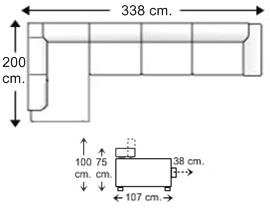 Sofá 4 plazas con rincón-chaise longue derecha