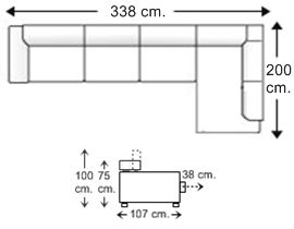 Sofá 4 plazas con rincón-chaise longue izquierda