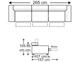 Sofá 4 plazas con 3 relax motor