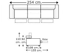 Sofá 4 plazas con 3 relax motor