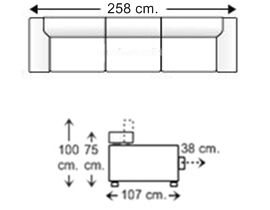 Sofá 4 plazas con 3 asientos