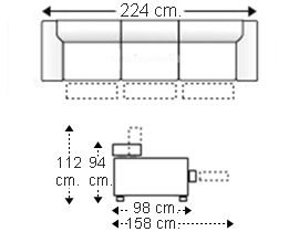 Sofá 4 plazas con 3 relax motor brazos reducidos