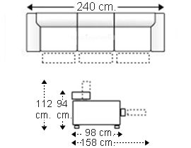 Sofá 4 plazas con 3 relax motor