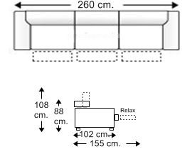 Sofá 4 plazas con 3 relax motor