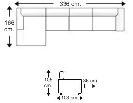 Sofá 4 plazas con chaise longue brazo corto derecho