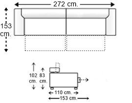 Sofá 4,5 plazas con 2 asientos deslizantes y brazos deslizantes XL
