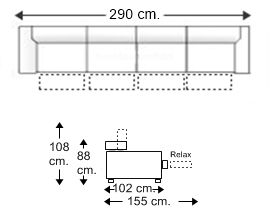 Sofá 5 plazas con 4 relax motor