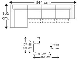 Sofá relax 4,5 plazas con 3 asientos y chaise longue derecha