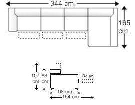 Sofá relax 4,5 plazas con 3 asientos y chaise longue izquierda