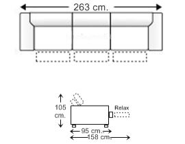 Sofá 5 plazas con 3 asientos relax motor brazos reducidos
