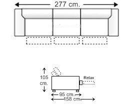 Sofá 5 plazas con 3 asientos relax motor