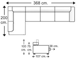 Sofá 5 plazas con rincón-chaise longue derecha