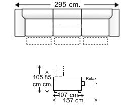 Sofá 5 plazas con 3 relax motor