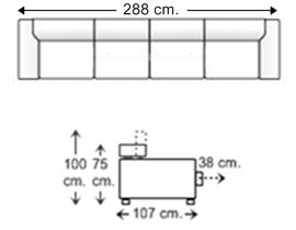 Sofá 5 plazas con 4 asientos