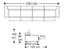 Sofá 5,5 plazas con 4 relax motor