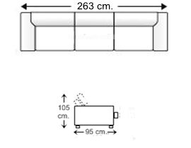 Sofá de piel 5 plazas 3 asientos brazos reducidos