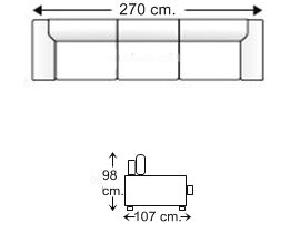 Sofá 5 plazas con 3 asientos