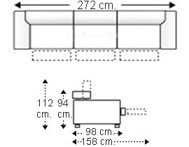 Sofá 5 plazas con 3 relax motor brazos reducidos