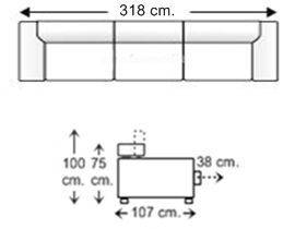 Sofá 5,5 plazas con 3 asientos