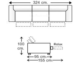 Sofá 5,5 plazas con 3 relax motor